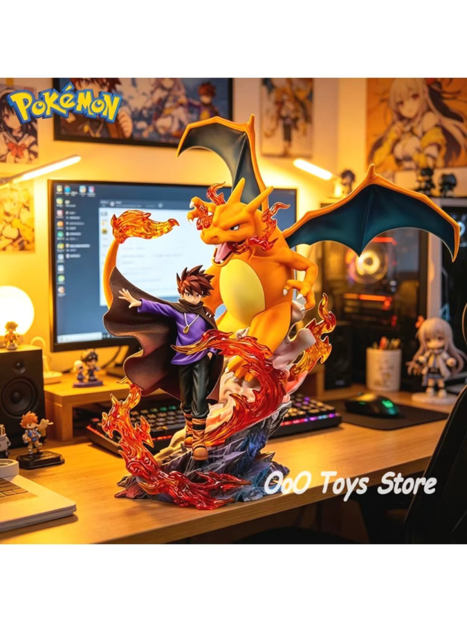 Bandai Pokémon Glurak Gary Oak Actionfiguren, PVC-Statue, 17cm - Bild 3