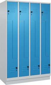 C+P Z-Spind Classic PLUS mit 8 Fächern, Sockel, Garderobenstange und Schloss, Farbe Grau/Blau, B/T/H: 120 x 50 x 195 cm - Bild 1