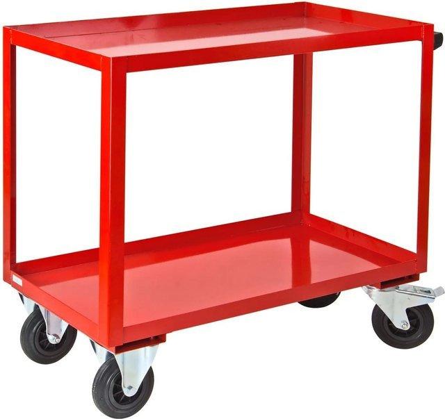 PROREGAL Tischwagen mit 2 Etagen in Verkehrsrot, H x B x T: 91 x 50 x 100 cm, Traglast 100 kg - Bild 1