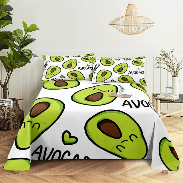 Bettwäsche-Set mit Cartoon-Fruchtmuster aus Polyester, bestehend aus einem Bettbezug und einem Flachlaken, Farbe Multicolor, Bettbezug B: 150 cm, H: 230 cm - Bild 1