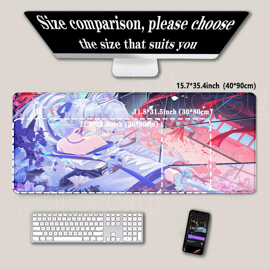 Riccu XXL Gaming Mauspad Hiyuki Anime-Mädchen Multicolor B: 90 cm, T: 40 cm - Bild 2
