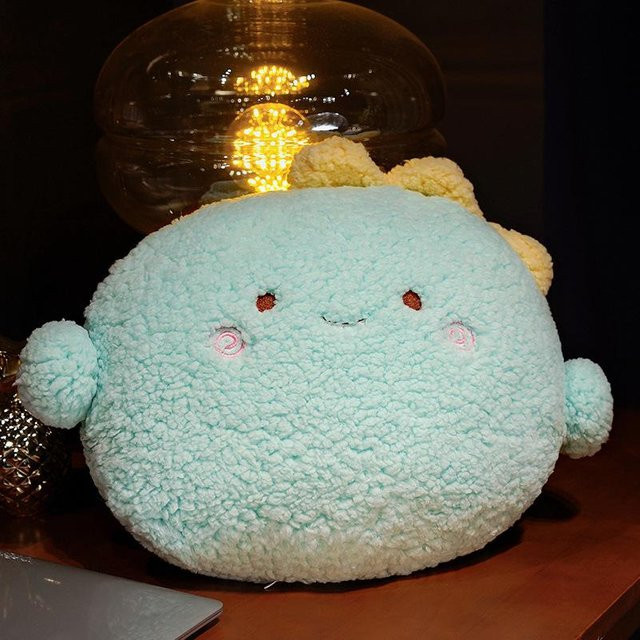 Binchi Fitness Kawaii Tier Plüschtier als weiches Kissen in Blau, Durchmesser: 45 cm - Bild 1