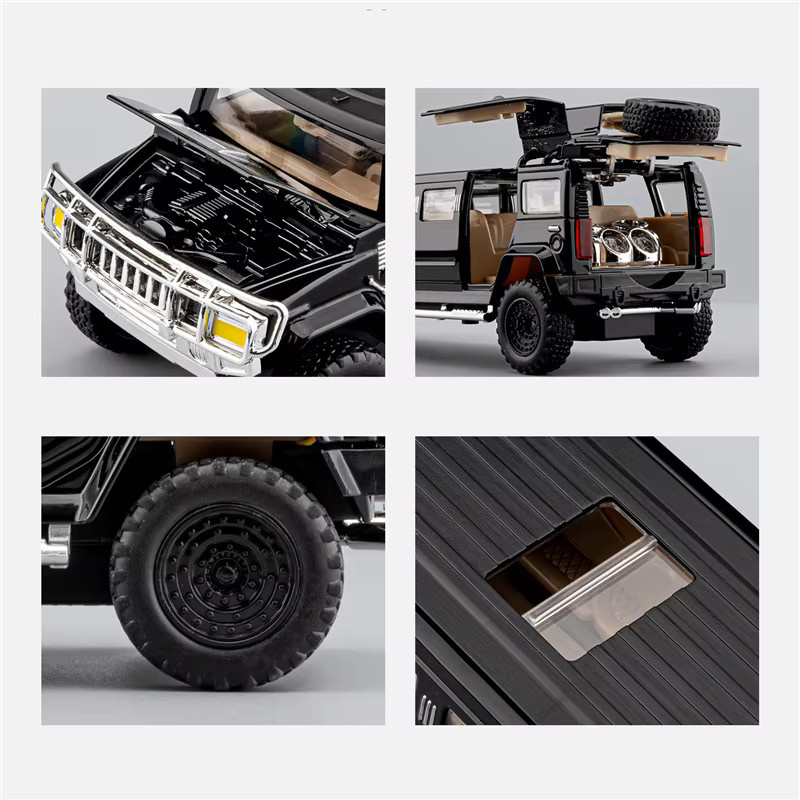MAKEDA Hummer H2, Auto Modell, 1:32, Metall, mit Licht und Sound - Bild 3