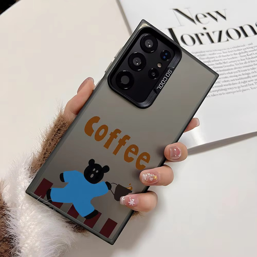 Samsung Galaxy S25 S24 S23 S22 S21 Ultra Plus Handyhülle mit kreativer Kaffee Illustration in Schwarz und Lila mit mattem Laser-Effekt - Bild 4