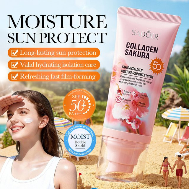 SADOER Kollagen Sakura Sonnenschutz SPF50, 50g, Unisex - Bild 1