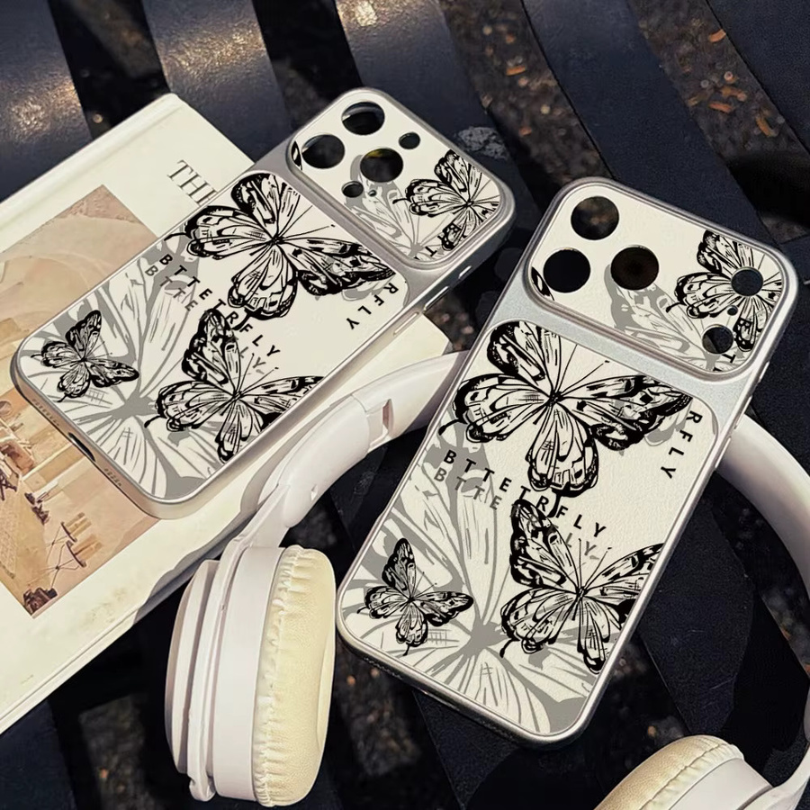 Stoßfeste Kunstfell-Handyhülle mit Schmetterlingsdruck für Apple iPhone 17 Air 16 15 14 13 12 11 Pro Max in Multicolour mit mattem Finish - Bild 3