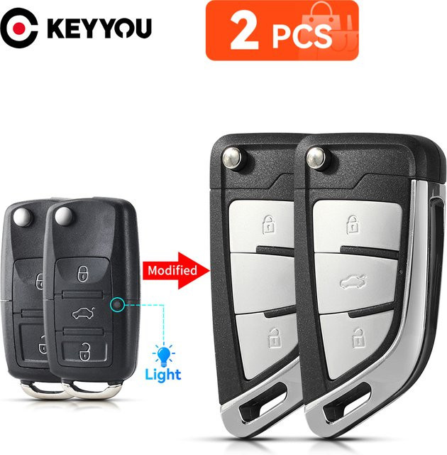 KEYYOU 2er-Set Auto Fernbedienung Schlüssel für Volkswagen Passat B5 B6 Golf 4 5 6 Polo Touran in Schwarz - Bild 1