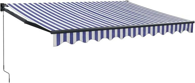 vidaXL Einziehbare Markise aus Aluminium und Polyester in Blau-Weiß, B x T: 3 x 2,5 m - Bild 1