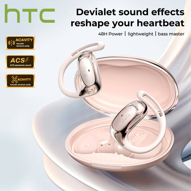 HTC In-Ear Kopfhörer mit intelligenter Übersetzung in über 150 Sprachen, kabellose Premium-Ohrhörler in Schwarz - Bild 1