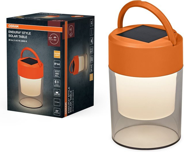ENDURA Style Solar Tischlampe Orange, LED Solarleuchte für Garten und Terrasse, Warmweiß 3000 K, IP44, Höhe: 19,9 cm - Bild 1