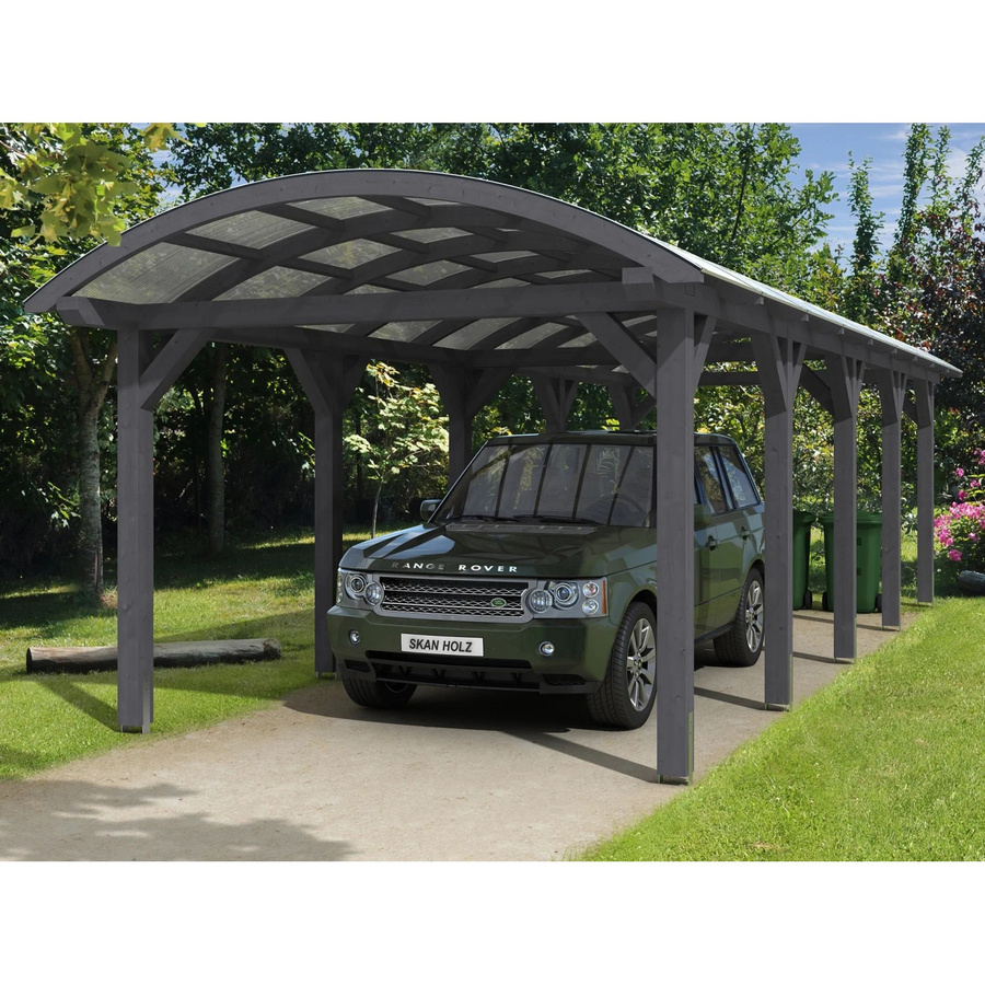 Skan Holz Carport Franken Bogendach Schiefergrau B/T: 376 x 969 cm, Höhe: 293 cm - Bild 2