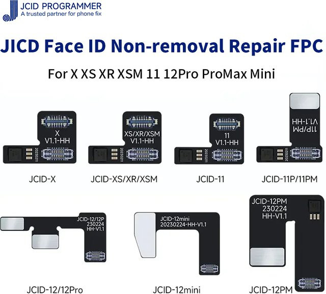 Jcid Face ID Reparatur FPC Flex Kabel für iPhone X bis 12 Pro Max zur Behebung von Face ID Problemen ohne Löten in Schwarz - Bild 1