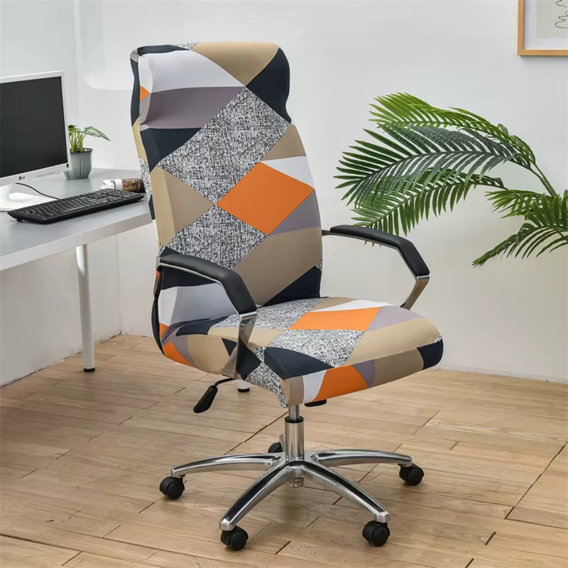 WANERQU Stretch Büro Stuhl Abdeckung mit geometrischem Muster, elastischer Schonbezug für Computer- und Esszimmerstühle, Mehrfarbig - Bild 2