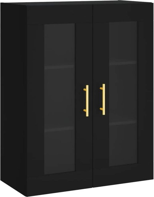 vidaXL Wandschrank Schwarz mit Glastüren, B/T/H: 69,5 x 34 x 90 cm - Bild 1