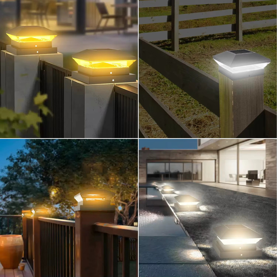 Crepow Solar-Säulenleuchte für Garten und Zaun, IP65 LED Außenbeleuchtung in Schwarz, 2/4 Stück - Bild 5