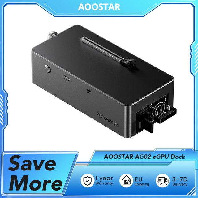 AOOSTAR AG02 eGPU-Dock in Schwarz mit Oculink, USB4 und TGX-Schnittstelle, inklusive 800W Netzteil und 100W Reverse-Ladung über USB-C - Bild 1