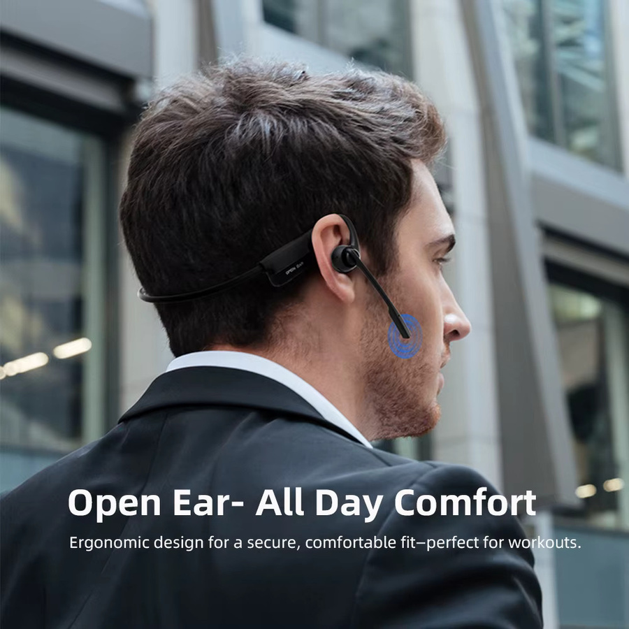 Arikasen Open-Ear-Kopfhörer mit Mikrofon, kabelloses Bluetooth-Headset mit Geräuschunterdrückung, Schwarz - Bild 3
