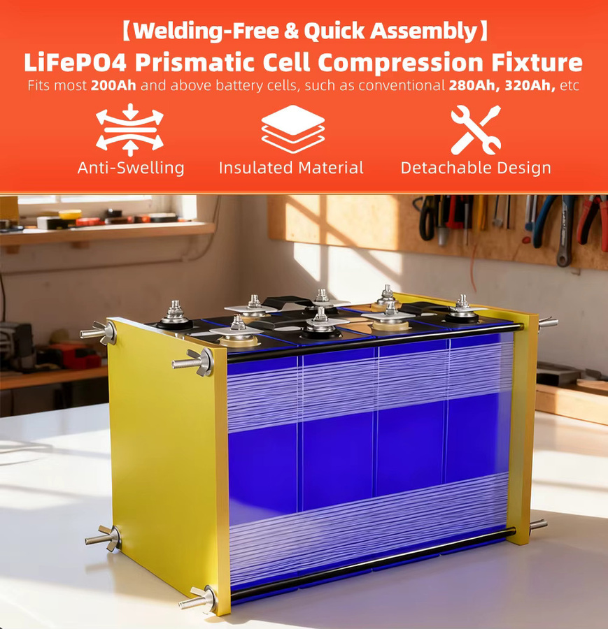 Fullfutura LiFePO4 Akku DIY-Kit mit Batterie-Kompressionsvorrichtung, 320Ah Lithium-Eisenphosphat-Zelle für 12V 24V 48V Systeme - Bild 4