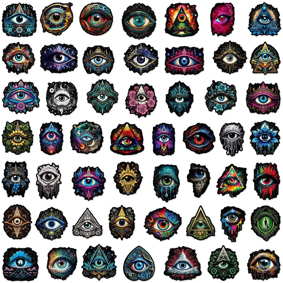 50-teiliges Set wasserfeste Augapfel-Graffiti-Aufkleber in Schwarz und Multicolour von Anime Worlds Store für Helm und Skateboard - Bild 3