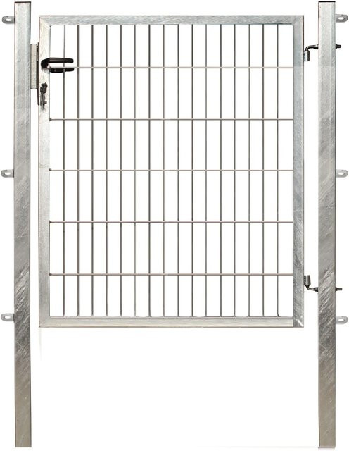 Einzeltor für Doppelstabmattenzaun aus Metall, Farbe: Silber, Breite: 120 cm, Höhe: 100 cm - Bild 1