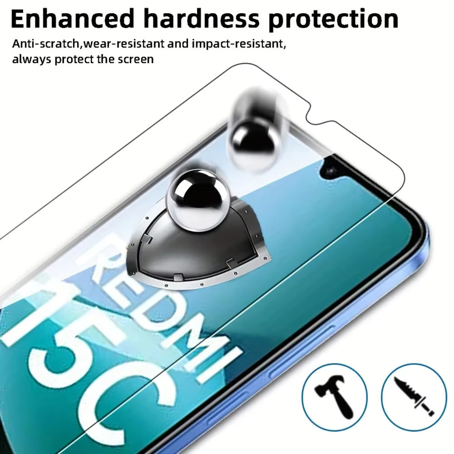 3er-Pack Xiaomi Displayschutzfolie aus gehärtetem Glas, transparent, passend für Redmi Note 14 5G, 13, 12, 11 Pro, 14S, 12S, 11S sowie Redmi 15C, 15, 14C, 14R, 13C, 12C - Bild 2