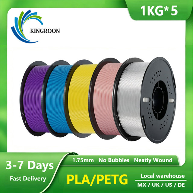 KINGROON PETG PLA 3D-Drucker Filament 1,75mm, 5kg, Multicolour, Hochfestes Kunststoff-Material für FDM 3D-Drucker - Bild 1