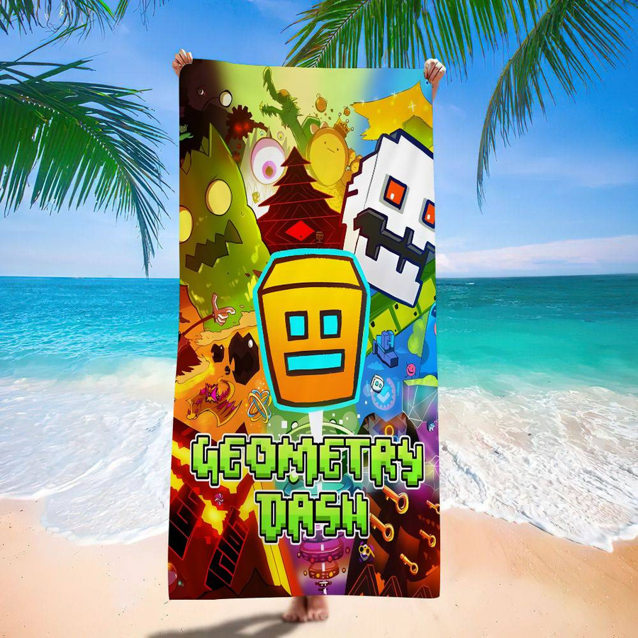 Video G-Games G-Geometry Dash Mikrofaser Strandtuch mit Anime-Motiv, schnelltrocknend und saugfähig, Multicolor, 30 x 30 cm - Bild 2