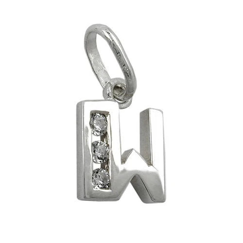 Colfem Anhänger Buchstabe W, 925 Silber, Zirkonia, Unisex - Bild 1