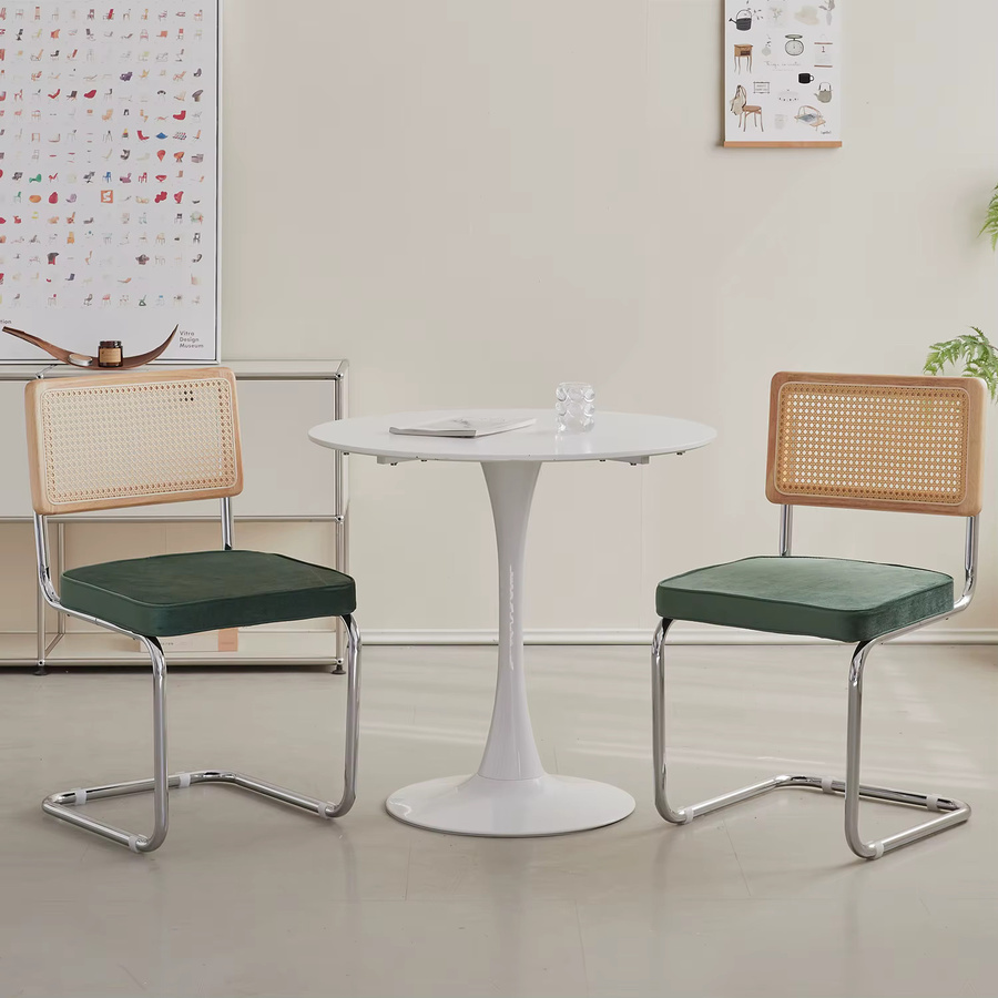 EGOONM Retro-Esszimmerstühle mit Kunststoff-Rattan-Design und gepolstertem Sitz in Weiß oder Grün - Bild 3