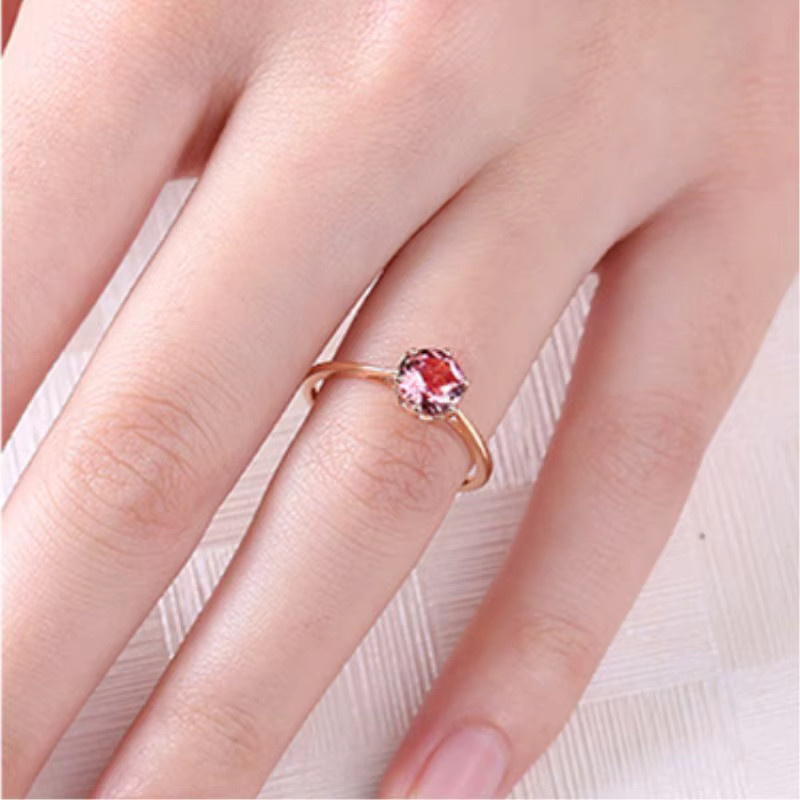 CC&BYX Ring, Messing, Roségold, Rubin, Zirkonia, Damen - Bild 2
