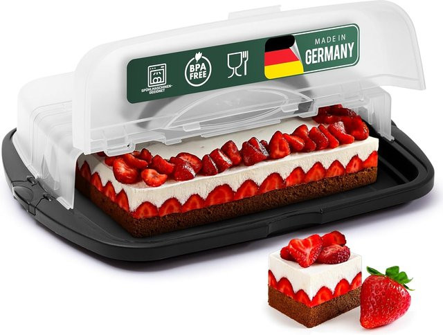 Novaliv 3er-Set Kuchen-Transportbox XL, transparente aufklappbare Tortenbehälter für Kuchen und Muffins, B/T/H: 47 x 35 x 11 cm - Bild 1