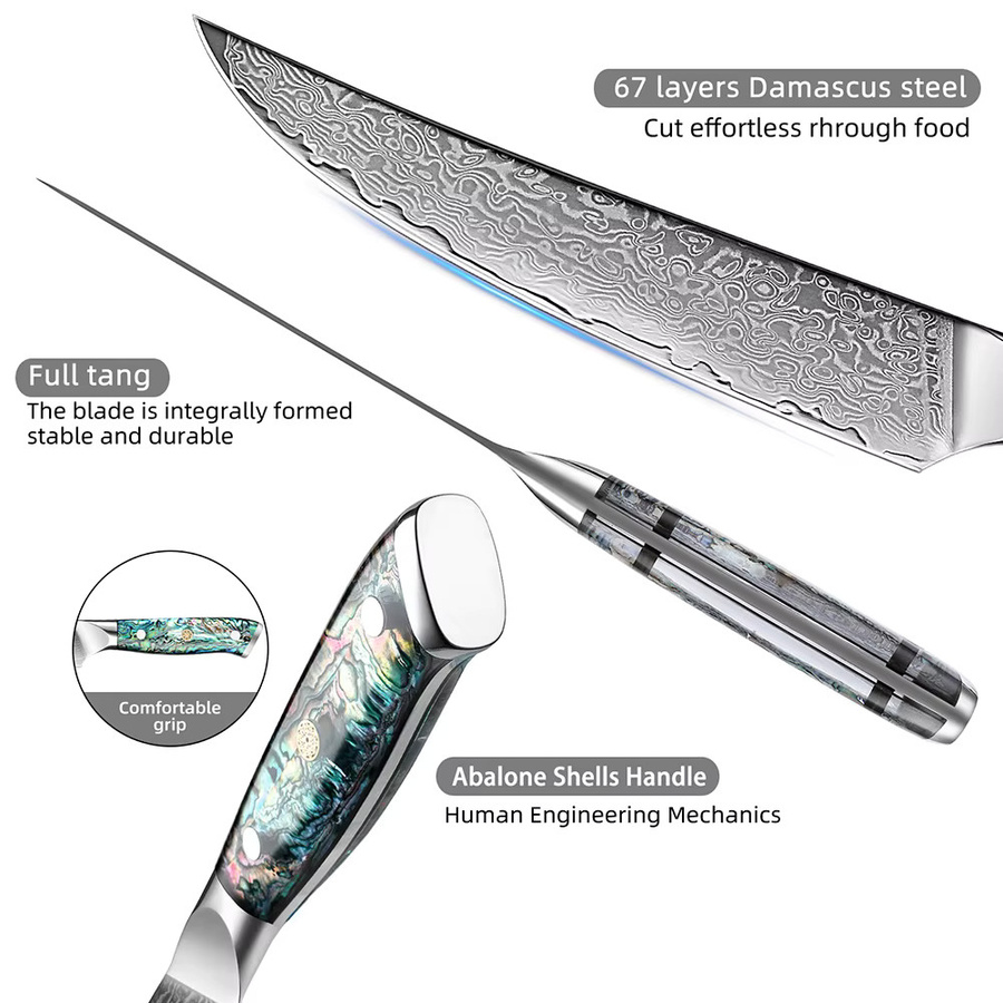 XITUO Japanisches Damast Küchenmesser aus AUS-10 Stahl, 6 Zoll Allzweckmesser zum Schneiden von Obst, Gemüse und Fleisch - Bild 3