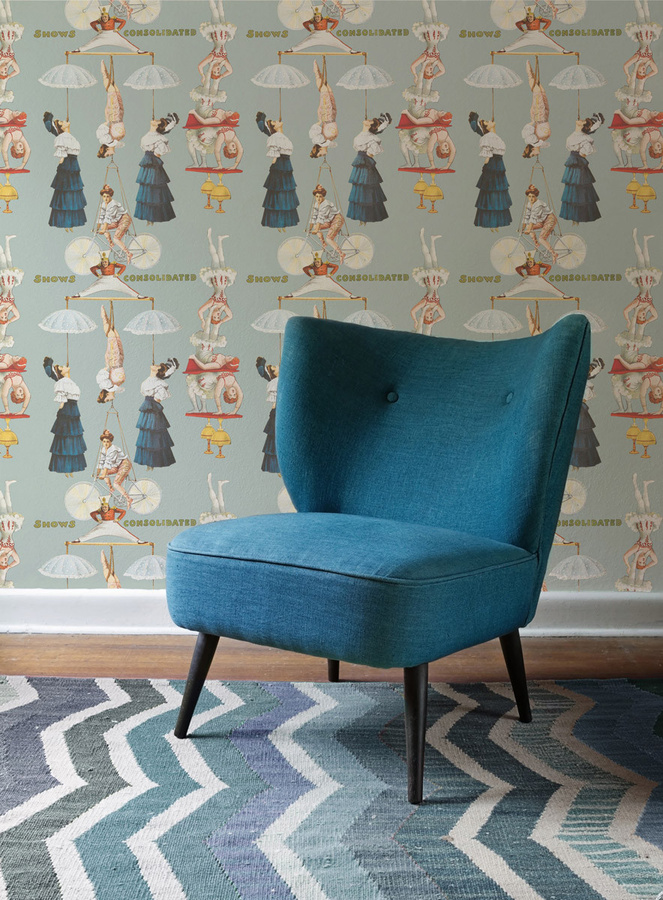 MINDTHEGAP Wandtapete The Great Show WP20003 Mural Vintage Circus Blau Multicolour B: 300 cm, H: 52 cm - Bild 1