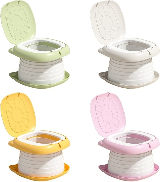 Tragbares Kinder Töpfchen mit Cartoon-Design in Orange, faltbares Reise-Töpfchen für Babys und Kleinkinder - Bild 1