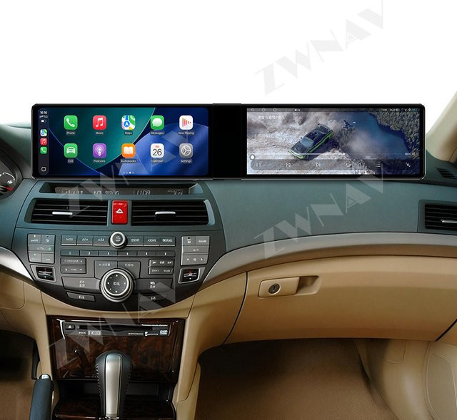 ZWNAV Dual-Screen Multimedia-Player für Honda Accord 7. Generation 2003-2008 mit 12,3 Zoll Android Auto, CarPlay und GPS-Navigation in Schwarz - Bild 1