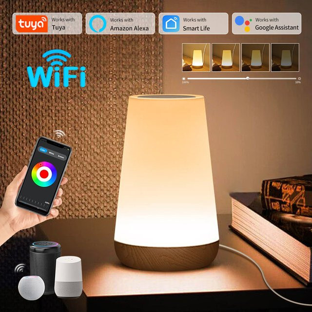 ATcomm Tuya WiFi Smart LED Nachtlicht RGB Tischlampe mit Touch-Steuerung und App-Steuerung für Alexa und Google Home, Mehrfarbig - Bild 1