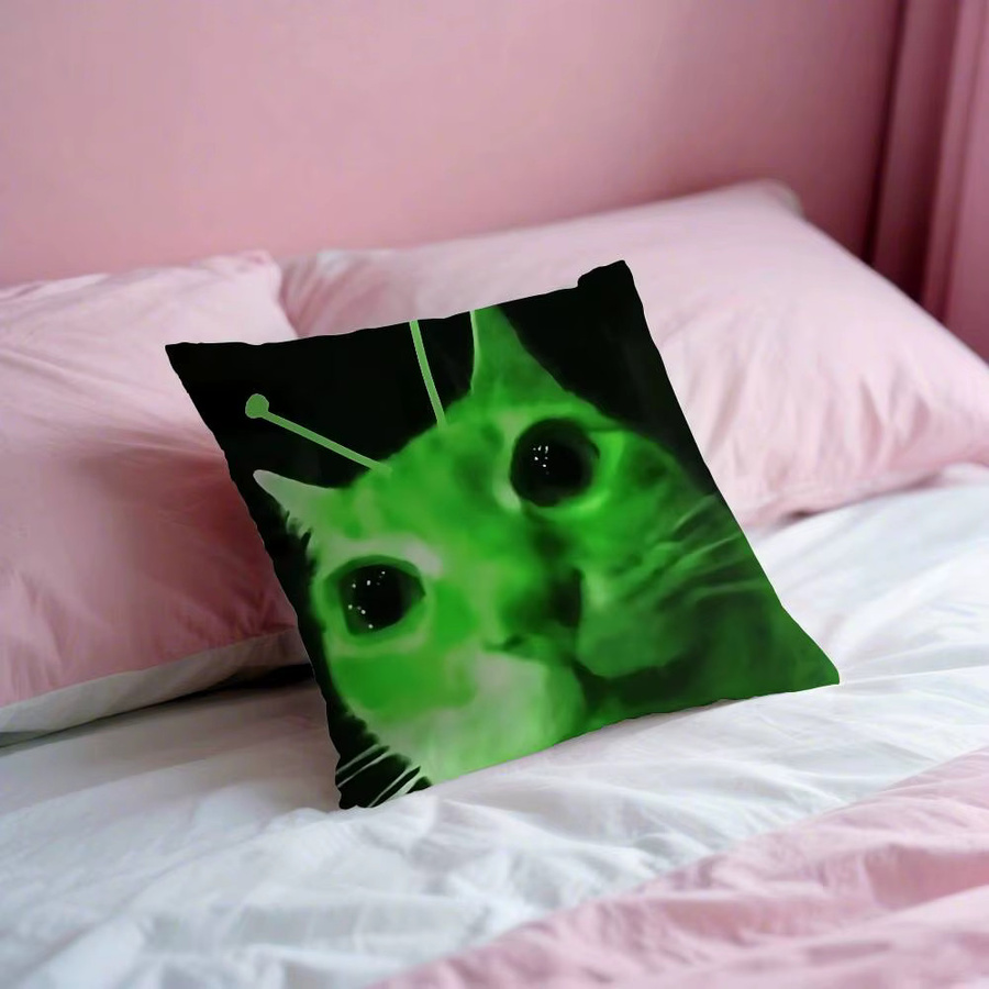 52TOYS Kissenbezug Alien-Katze aus Plüsch in Grün, quadratisch, B/T/H: 40 x 40 x 40 cm - Bild 5