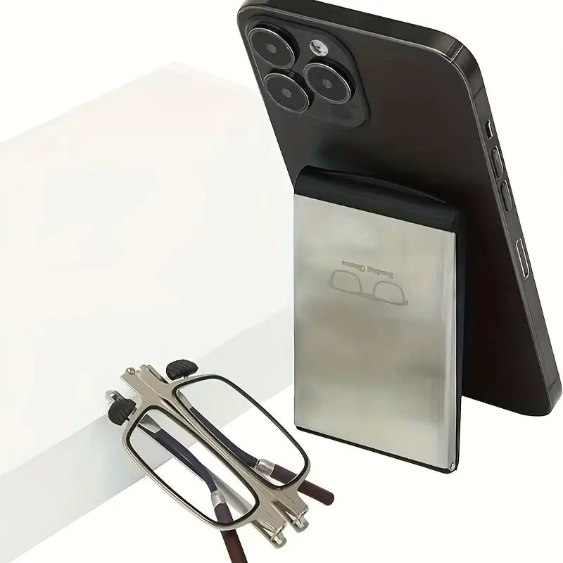 Faltbare Lesebrille, Vollrand, rechteckig, Metall - Bild 2