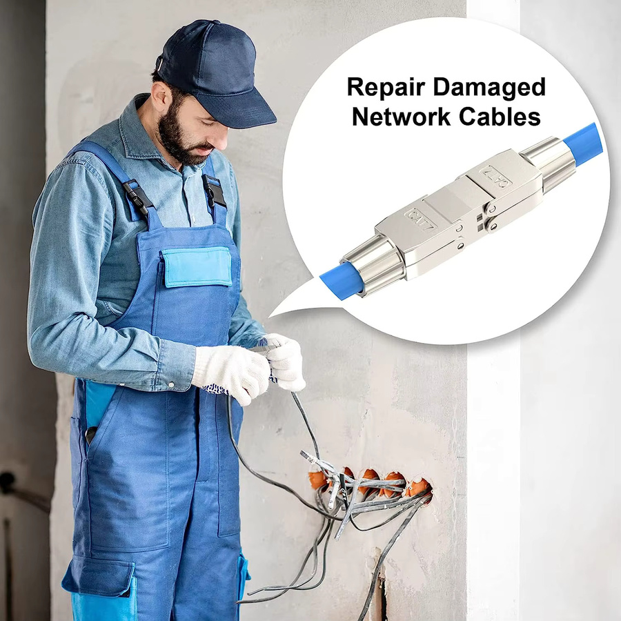Hoolnx Ethernet LAN Kabel Verlängerungsstecker RJ45 Extender CAT6A CAT7 PoE+ werkzeuglos silber - Bild 3
