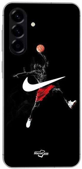 Maniacase Silikon Schutzhülle für Samsung Galaxy A36 mit Nike Jordan Logo in Schwarz - Bild 1