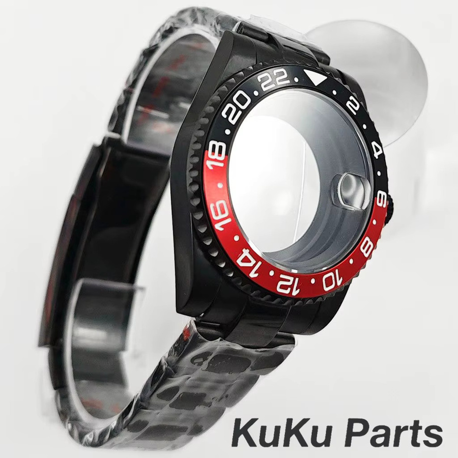 HUANXIAO Uhrengehäuse, Edelstahl, Schwarz, 40 mm, Unisex - Bild 2