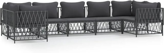 vidaXL 7-tlg. Garten-Lounge-Set in Anthrazit mit Kissen aus Textilene und pulverbeschichtetem Stahl - Bild 1