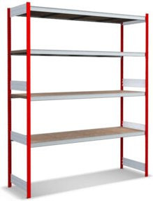 Bito Großfachregal-Set mit 4 Ebenen aus Spanplatte in Feuerrot, B/T/H: 206,6 x 62,4 x 250,0 cm - Bild 1
