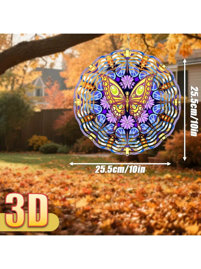 CIFBUY Drehender Windspinner Mandala-Schmetterlingsblumen aus Metall in Hellgrau, Durchmesser: 25,5 cm - Bild 7