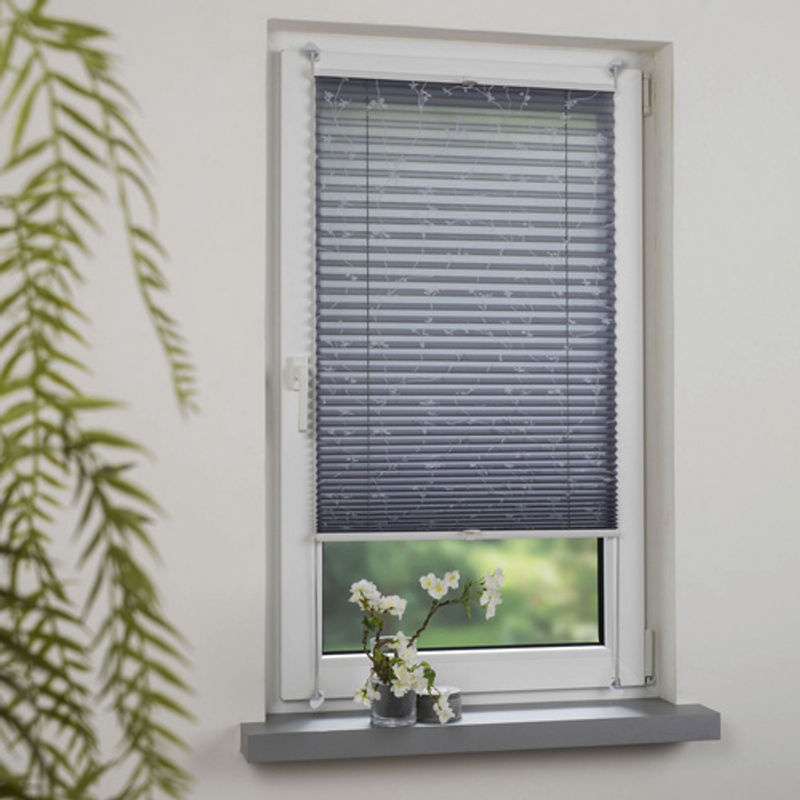 LIEDECO Klemmfix Plissee in Grau, semi-transparent, B: 90 cm, H: 210 cm - Bild 2