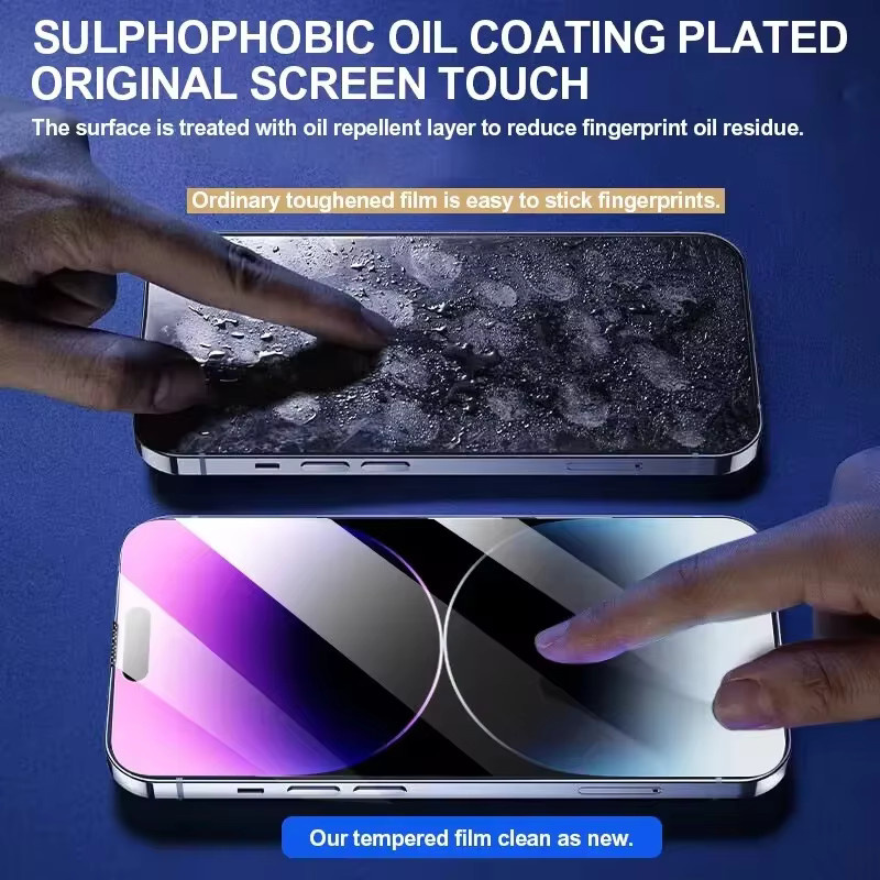 Displayschutzfolie aus gehärtetem Glas mit Anti-Blau- und Privatsphäre-Funktion für Apple iPhone 17 16 15 14 13 12 11 Pro Max, transparent - Bild 2