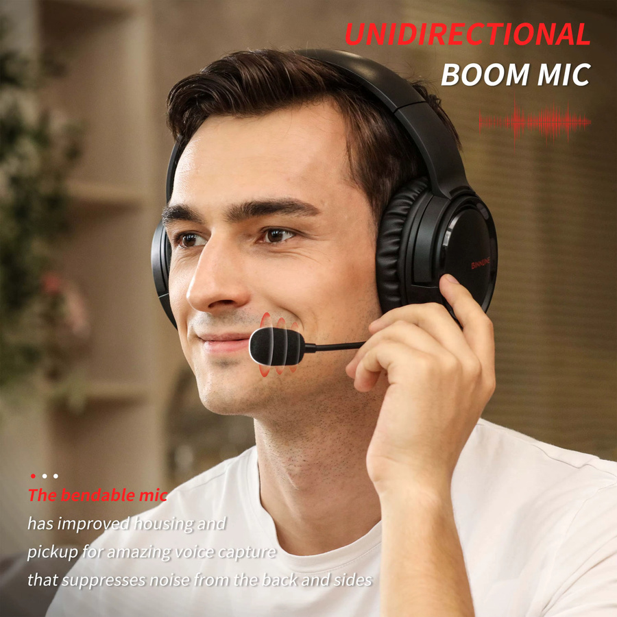 BINNUNE kabelloses Gaming-Headset mit 2,4 GHz und Bluetooth 5.2, USB-C Gamer-Kopfhörer mit geräuschunterdrückendem Mikrofon für PS5, PS4, PC und Nintendo Switch, Schwarz/Lila - Bild 4
