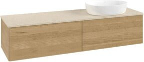 V&B Waschtischunterschrank Antao ohne Frontstruktur in Honey Oak und Botticino, B/T: 160 x 50 cm - Bild 1