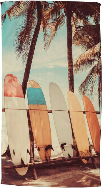 Good Morning Strandtuch Vintage Surf Multicolour aus Polyester, Breite: 100 cm, Länge: 180 cm - Bild 1