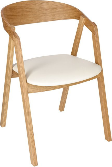 VEGA Stapelstuhl Calma aus Kunstleder in Weiß mit Gestell in Eiche, 2er Pack, B/T/H: 54 x 53 x 79 cm - Bild 1